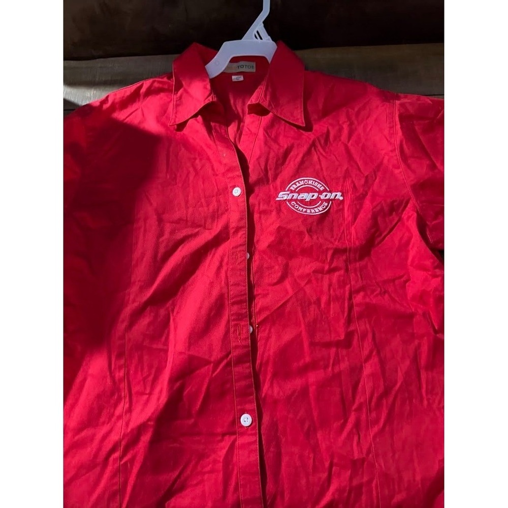 Snap-on Franchisee Conference Red Button Up Shirt Womens Medium Head To Toe Logo - Picture 2 of 5
